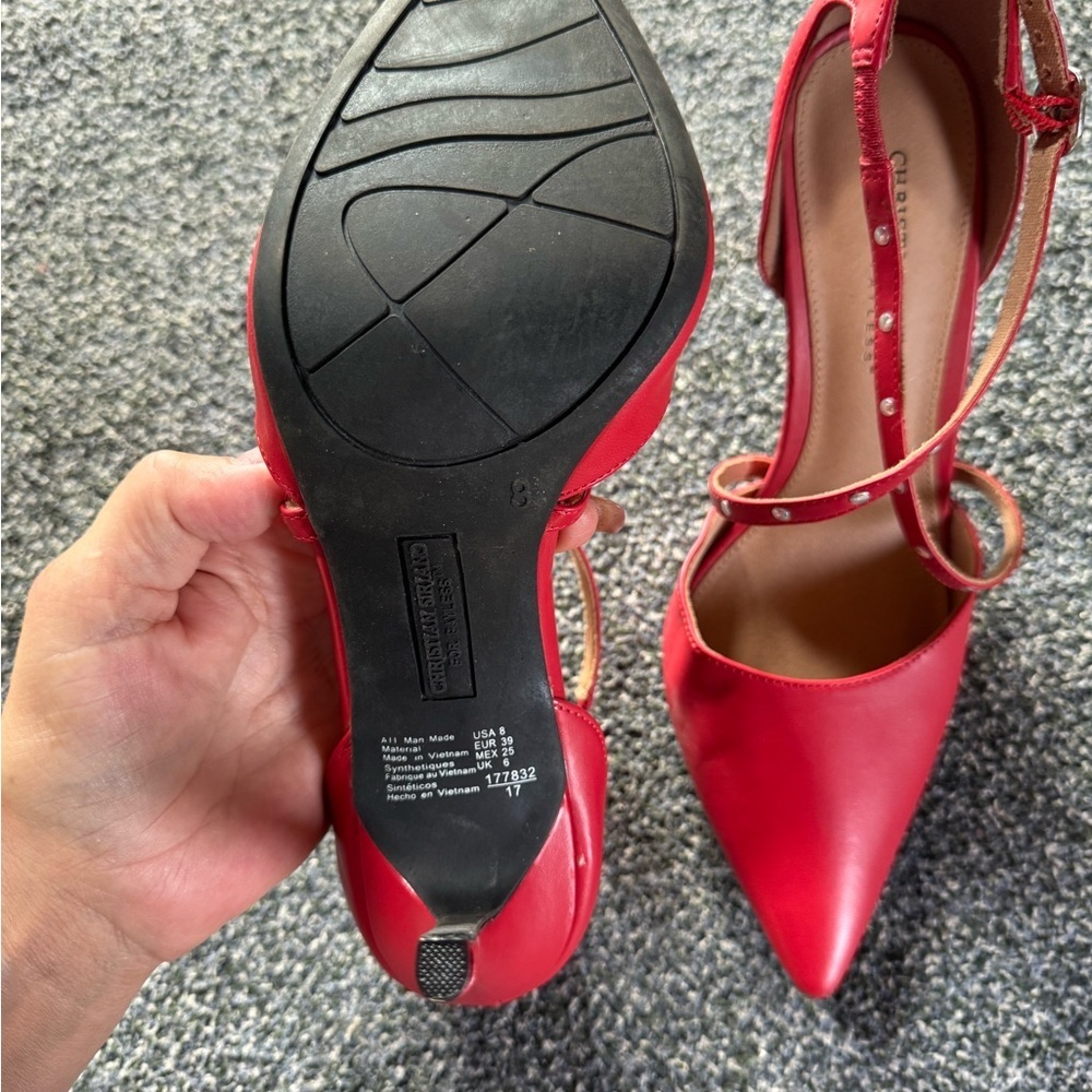 Christian Siriano Strappy Red Stiletto Heels - Picture 6 of 10
